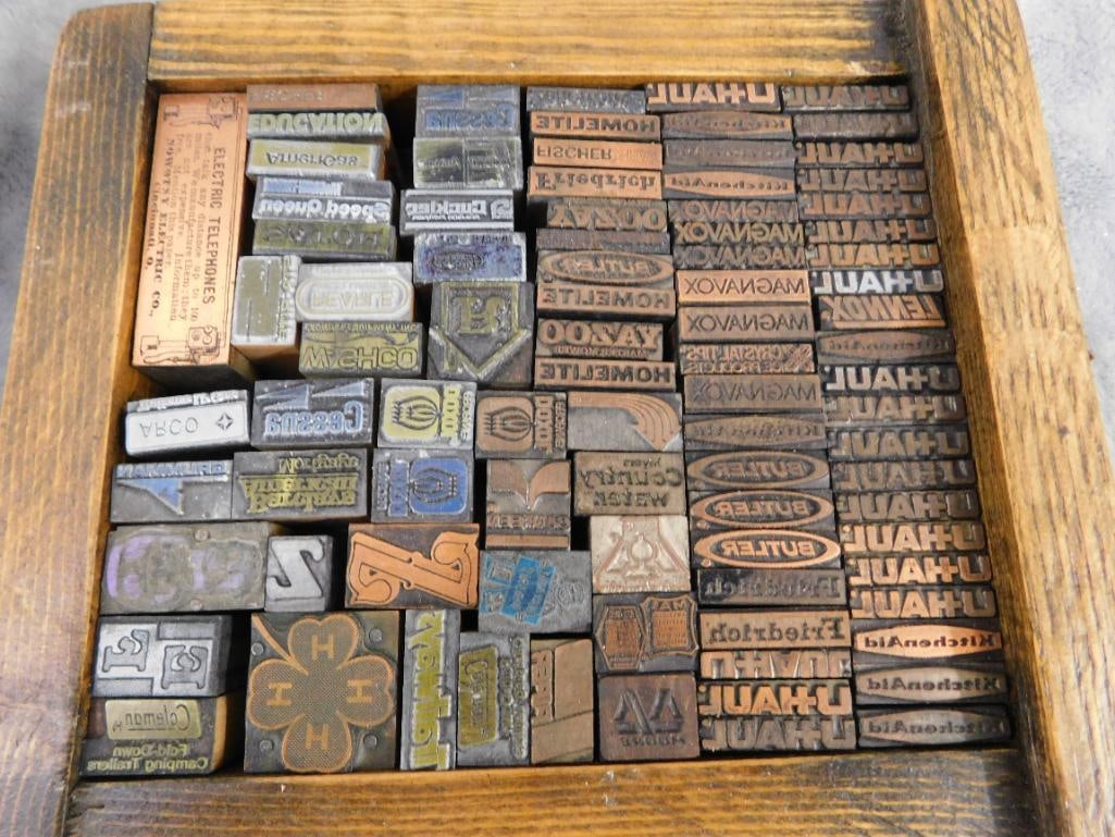 1 Trays Full of Mini Advertising Copper Printers Blocks - 9