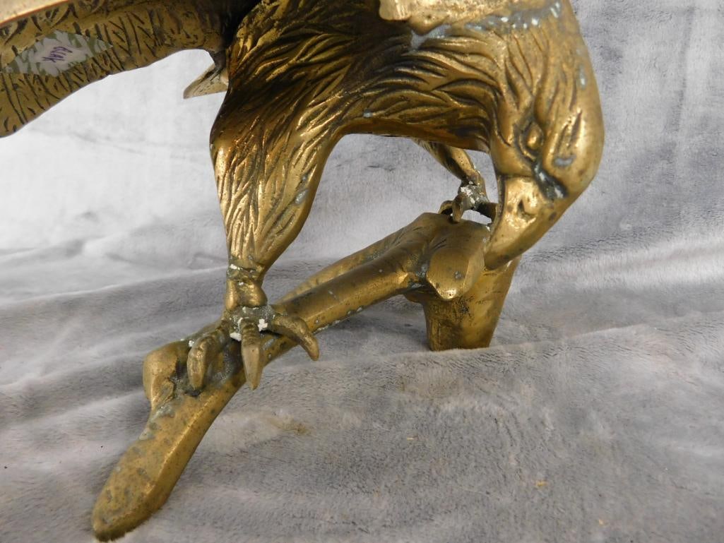 Brass Eagle Figure - 11.25" x 12" x 7" - 6