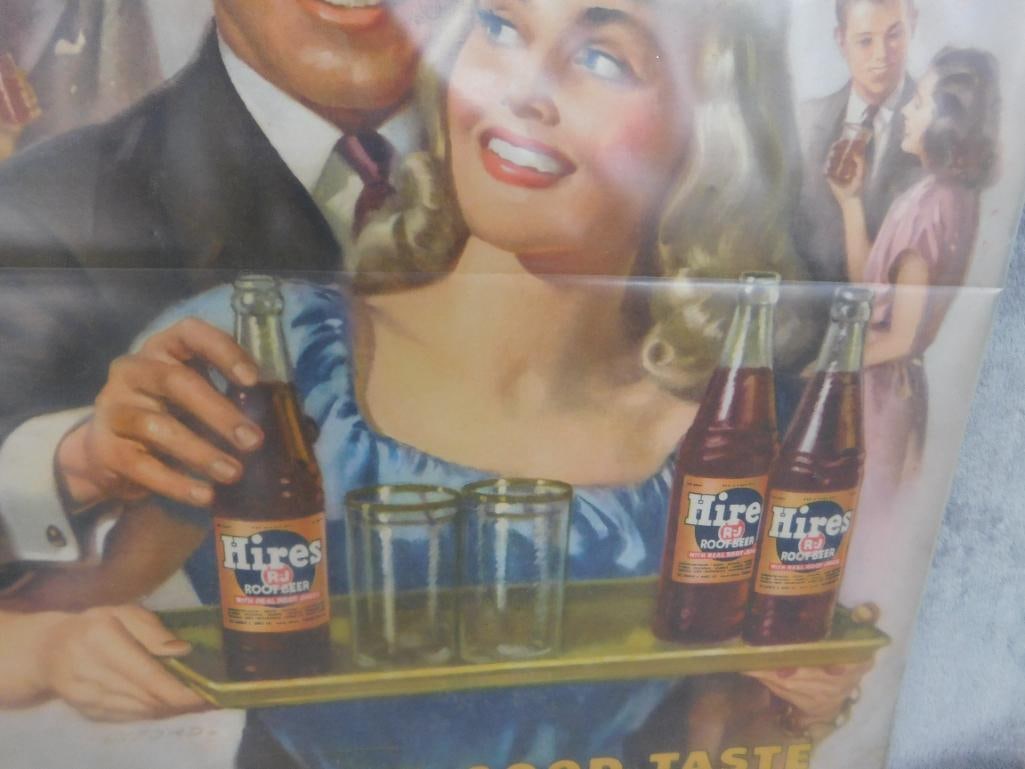 Vintage 1950s Hires Root Beer Advertising Lithograph - 16" x 12" - 4