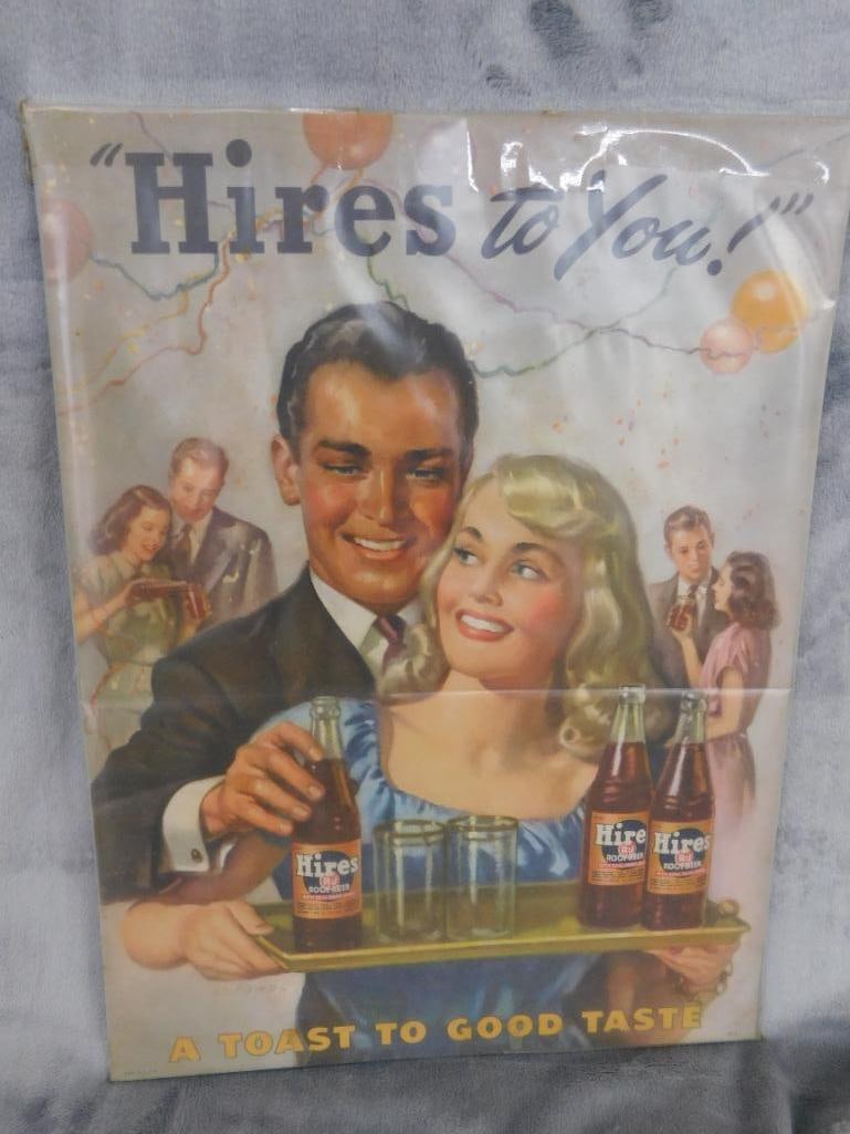 Vintage 1950s Hires Root Beer Advertising Lithograph - 16" x 12" - 8