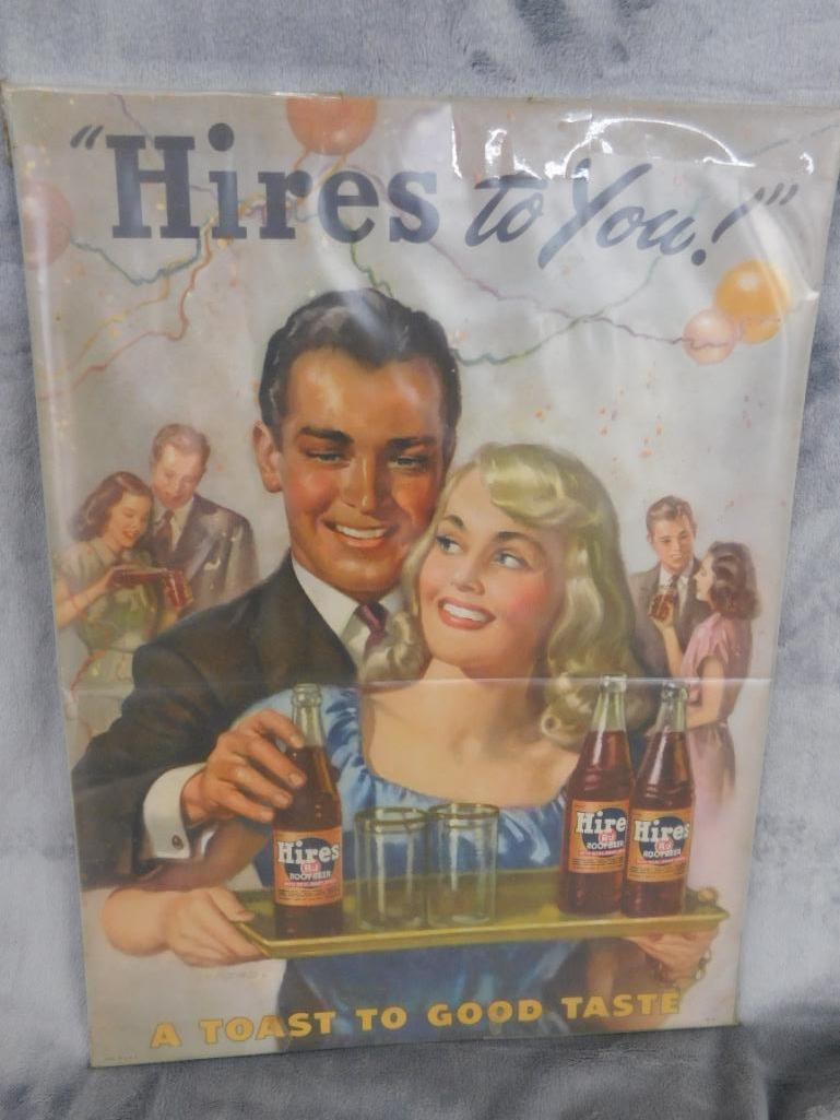 Vintage 1950s Hires Root Beer Advertising Lithograph - 16" x 12" - 9