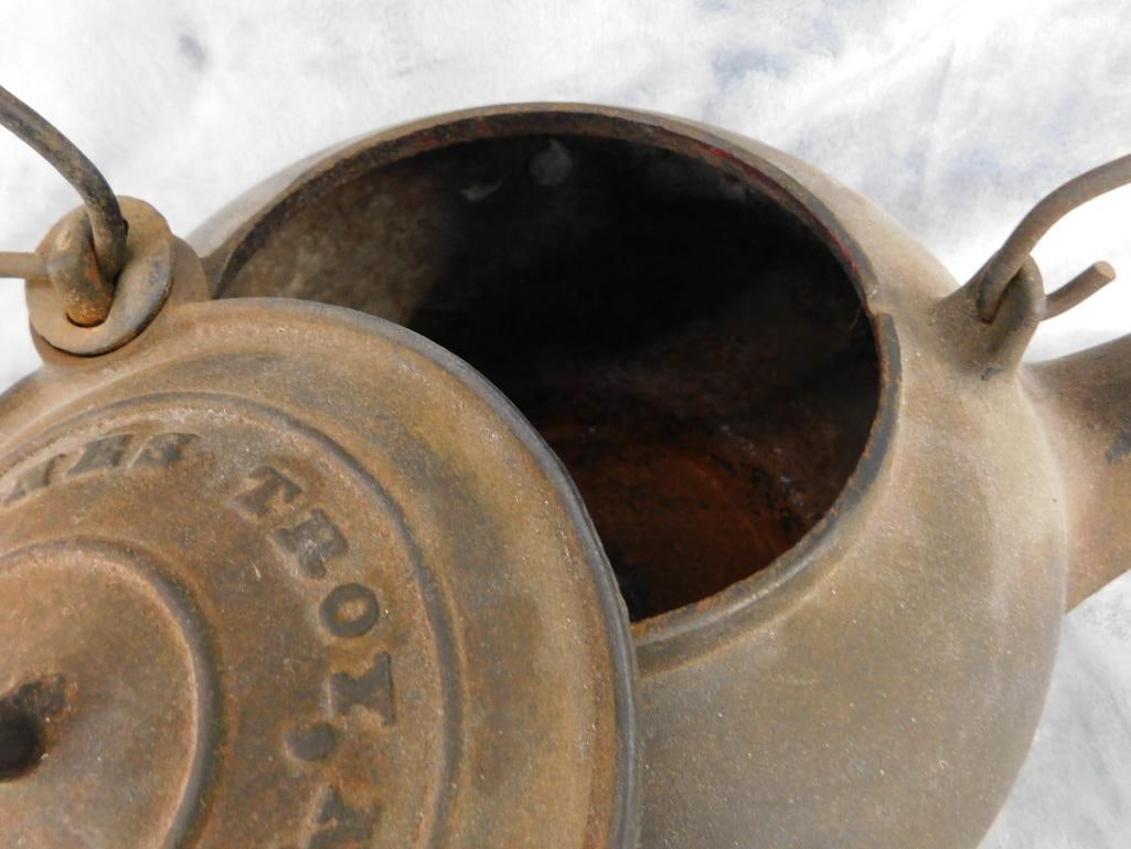 Vintage Foxell Jones Cast Iron Coffee Pot - Troy NY - 8.5" x 13" x 10" - 4