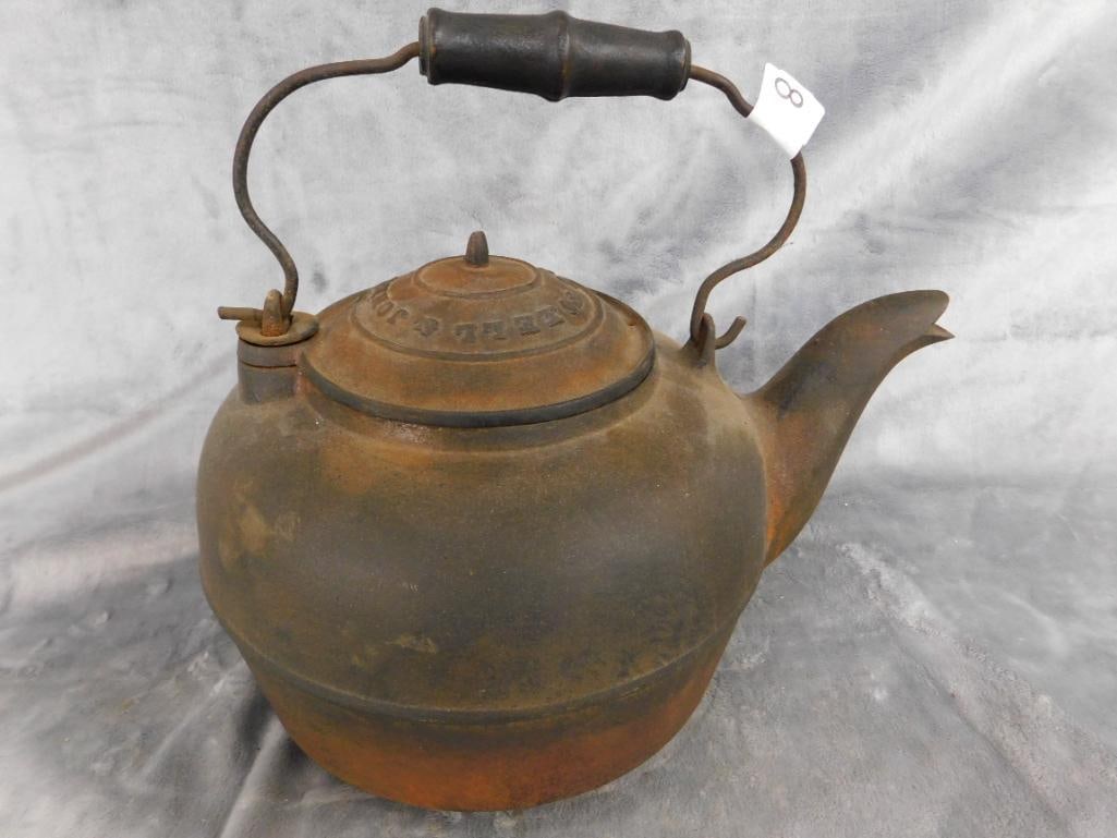 Vintage Foxell Jones Cast Iron Coffee Pot - Troy NY - 8.5" x 13" x 10" - 9