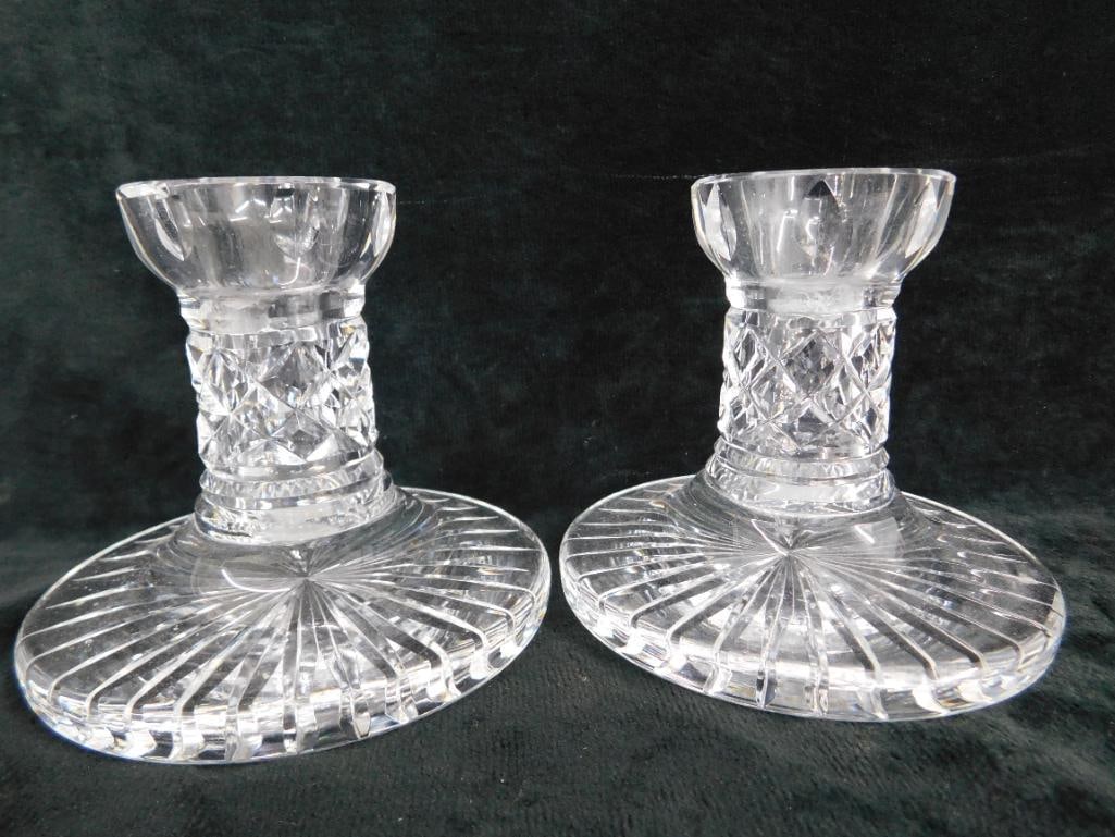 Waterford Crystal - Ireland - Pair of Candle Stick Holders - 3.75" x 4.5" - 8