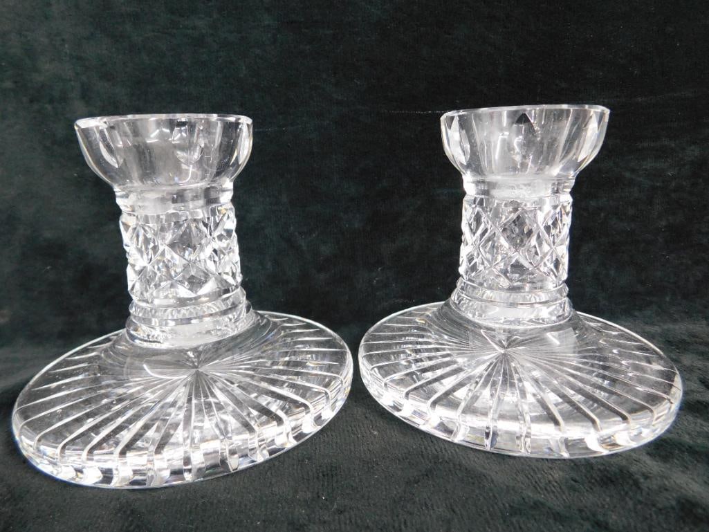 Waterford Crystal - Ireland - Pair of Candle Stick Holders - 3.75" x 4.5" - 9