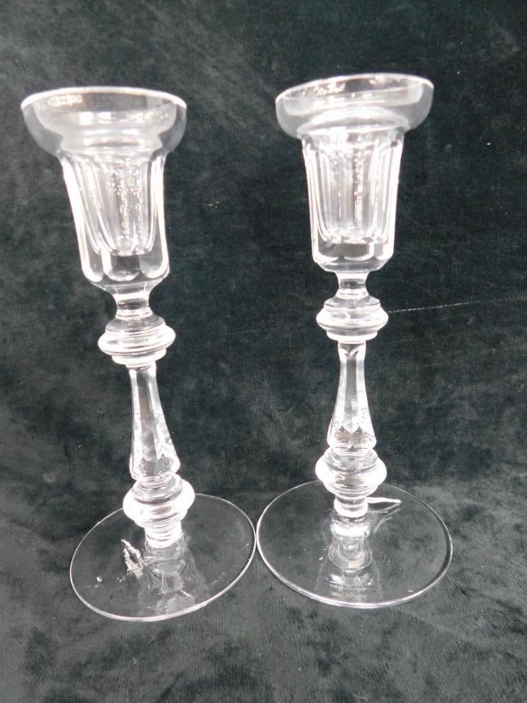 Waterford Crystal - Ireland - Pair of Candle Stick Holders - 8" x 3.5" - 7