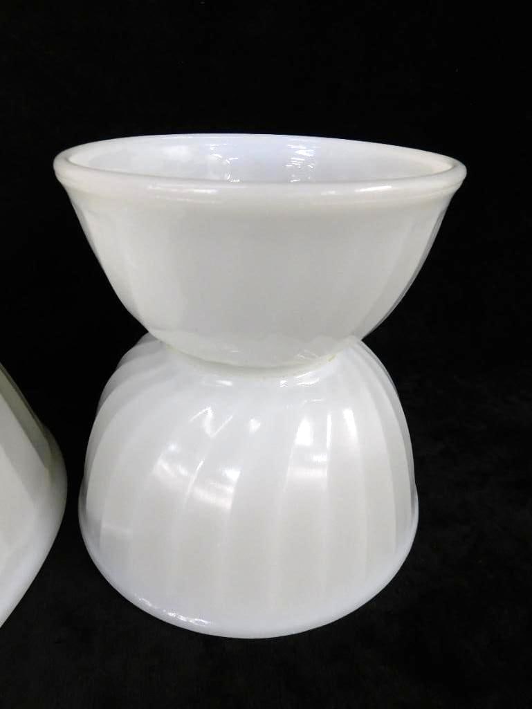 Group of 4 Nesting Fire King Milk Glass Mixing Bowls - 5"- 6" - 7" -8" - 3
