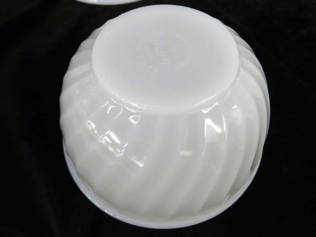 Group of 4 Nesting Fire King Milk Glass Mixing Bowls - 5"- 6" - 7" -8" - 5