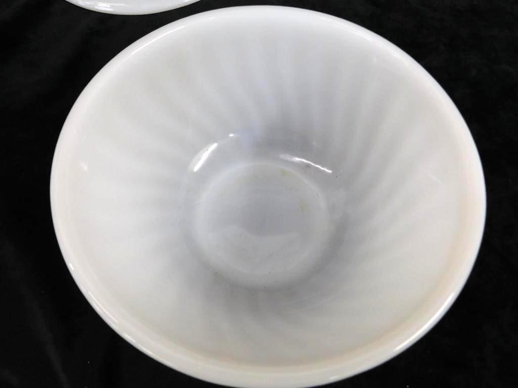 Group of 4 Nesting Fire King Milk Glass Mixing Bowls - 5"- 6" - 7" -8" - 6