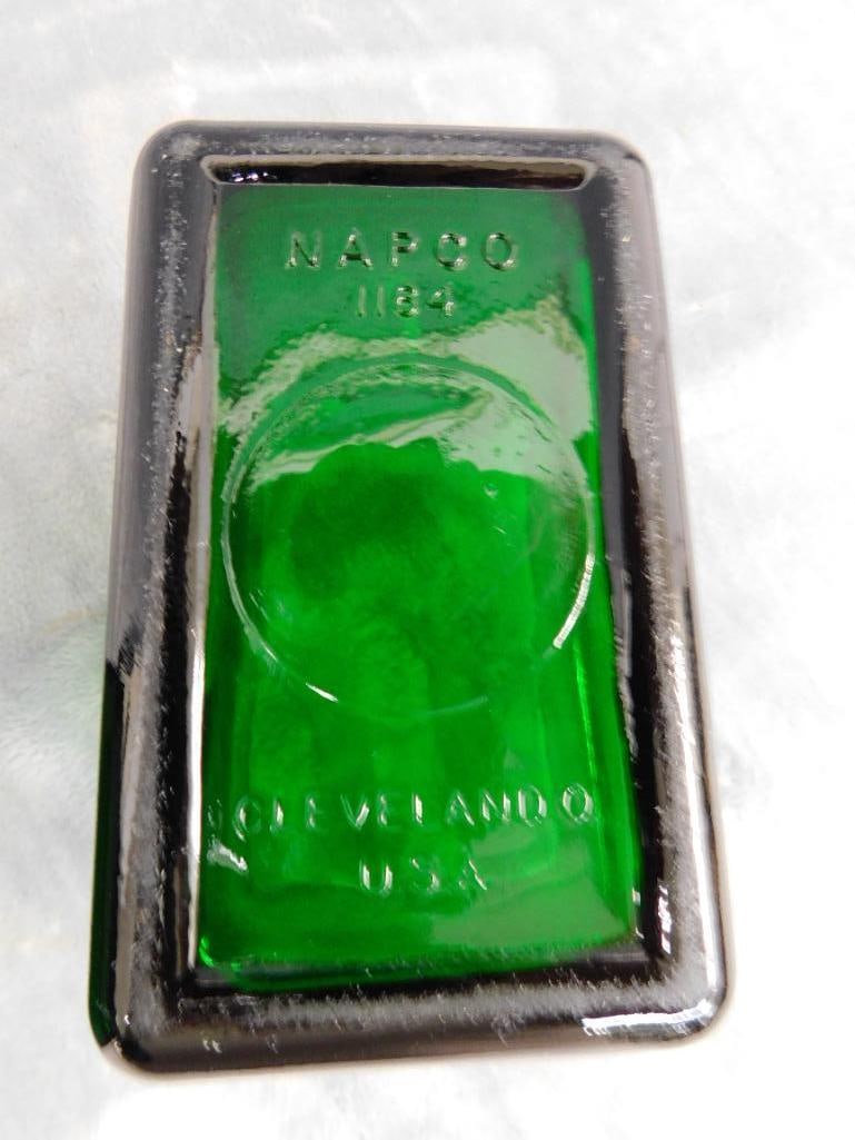 Pair of Vintage MCM Green Glass Vases - Napco 1164 and 1166 - 4.25" and 6.25" Tall - 5