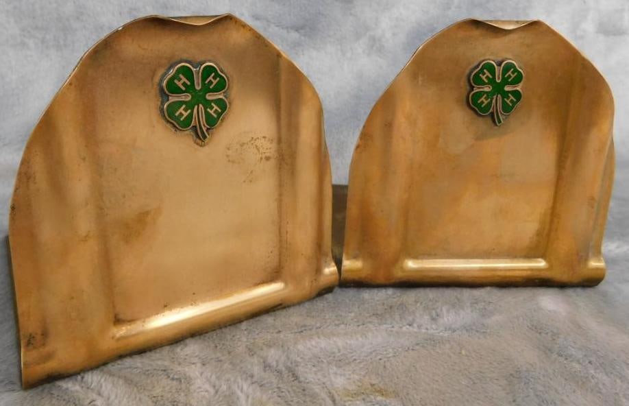 Pair of Vintage 4H Metal Bookends - Each 4.25" x 4.25" x 4.5": See Photos For Condition and Details