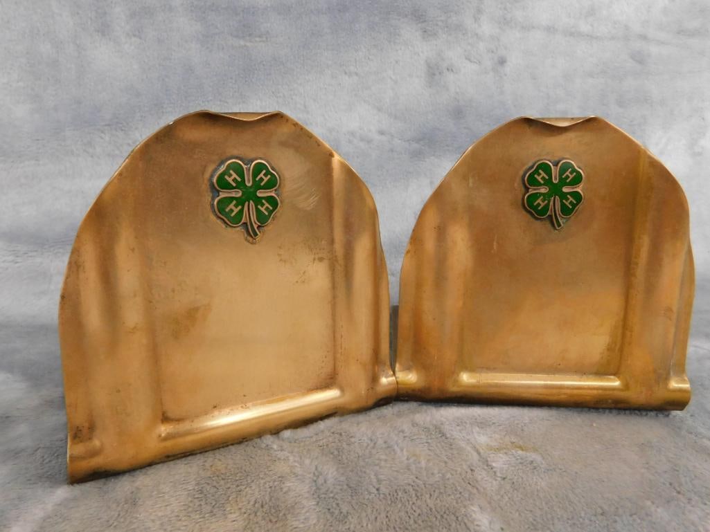 Pair of Vintage 4H Metal Bookends - Each 4.25" x 4.25" x 4.5" - 6