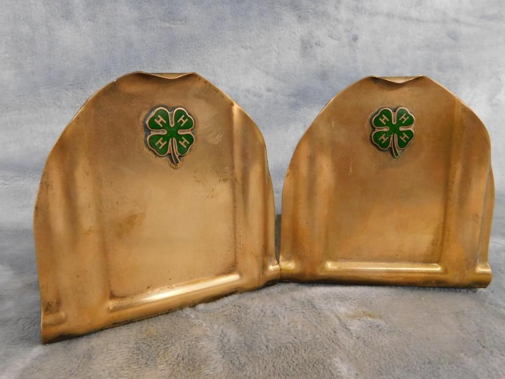 Pair of Vintage 4H Metal Bookends - Each 4.25" x 4.25" x 4.5" - 7