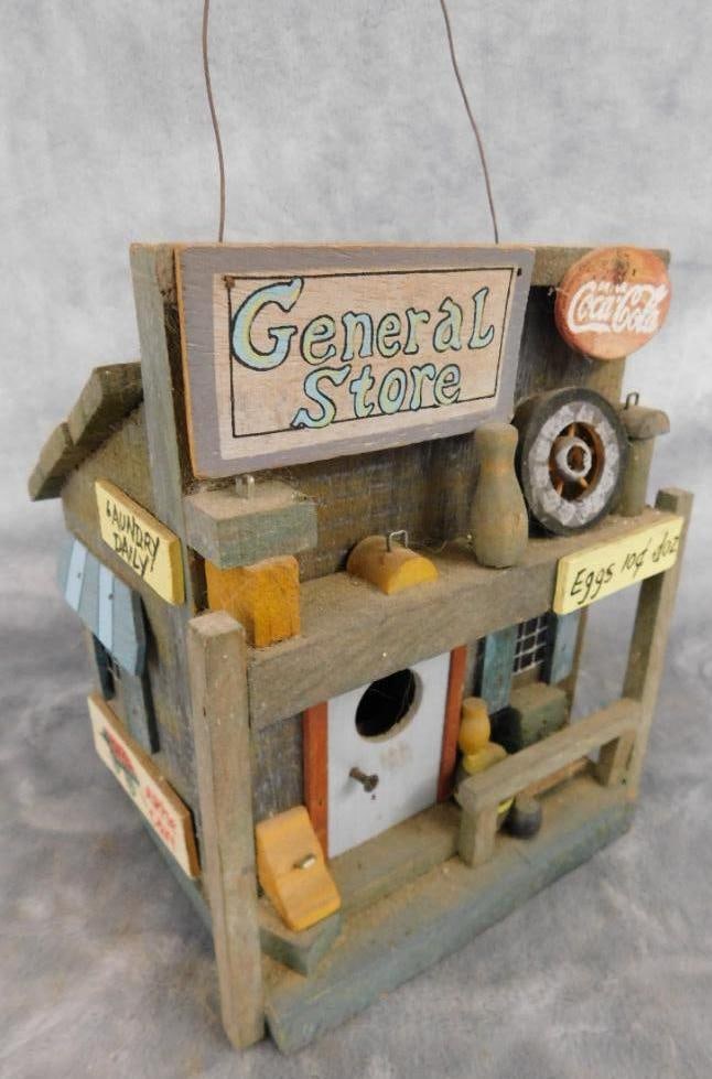 Modern "General Store" Wood Birdhouse - 7.25" x 6" x 6": See Photos For Condition and Details