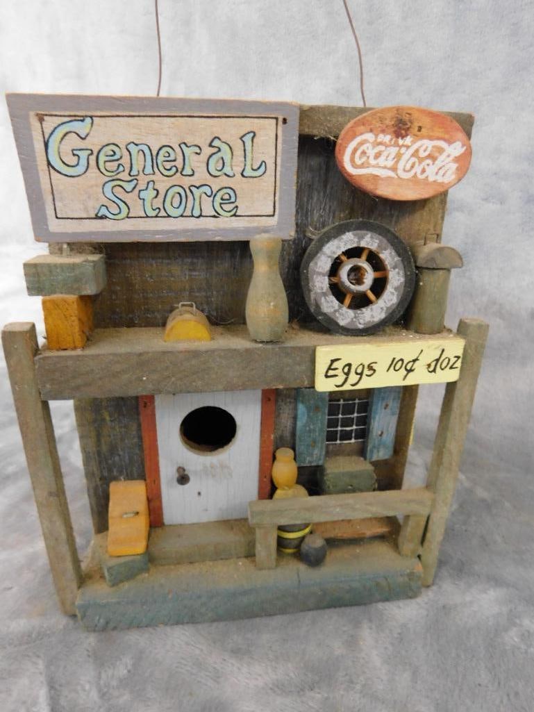 Modern "General Store" Wood Birdhouse - 7.25" x 6" x 6" - 2