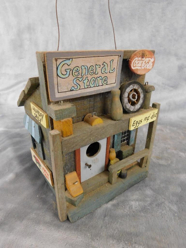 Modern "General Store" Wood Birdhouse - 7.25" x 6" x 6" - 7
