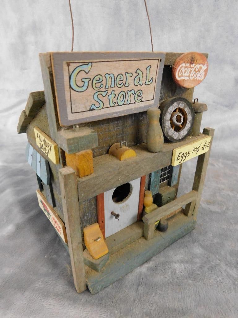 Modern "General Store" Wood Birdhouse - 7.25" x 6" x 6" - 8