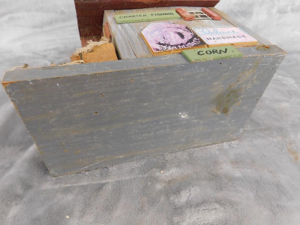 Modern "Loive Bait" Wood Birdhouse - 9" x 5.25" x 10" - 6