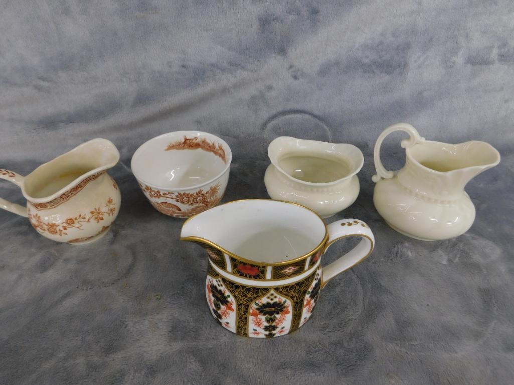 3 Creamers - 2 Sugars - Lenox - Royal Crown Derby - 1913 Furnival Quail - 10