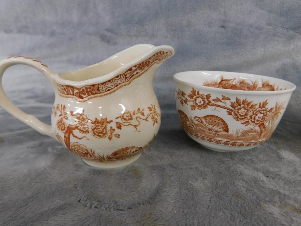 3 Creamers - 2 Sugars - Lenox - Royal Crown Derby - 1913 Furnival Quail - 2