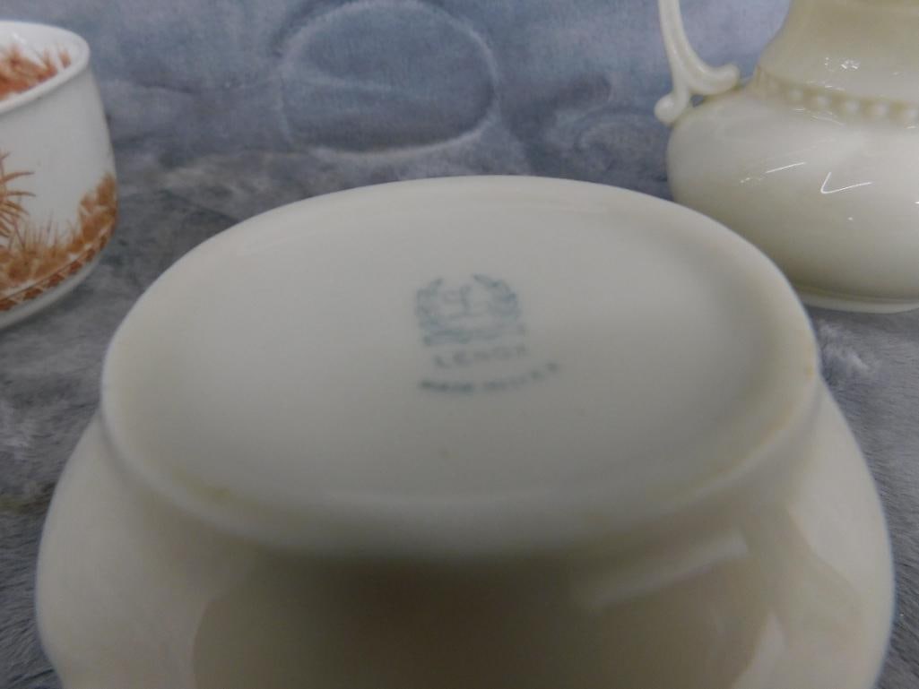 3 Creamers - 2 Sugars - Lenox - Royal Crown Derby - 1913 Furnival Quail - 5