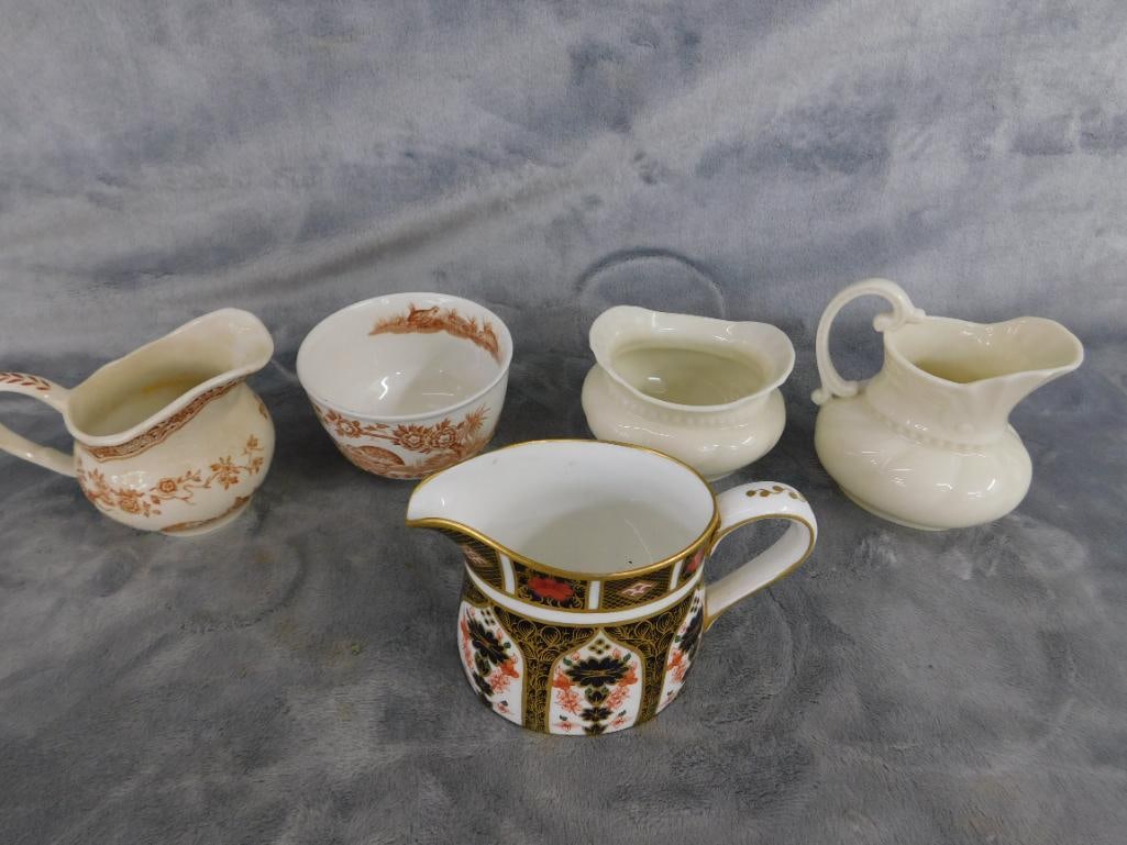 3 Creamers - 2 Sugars - Lenox - Royal Crown Derby - 1913 Furnival Quail - 9