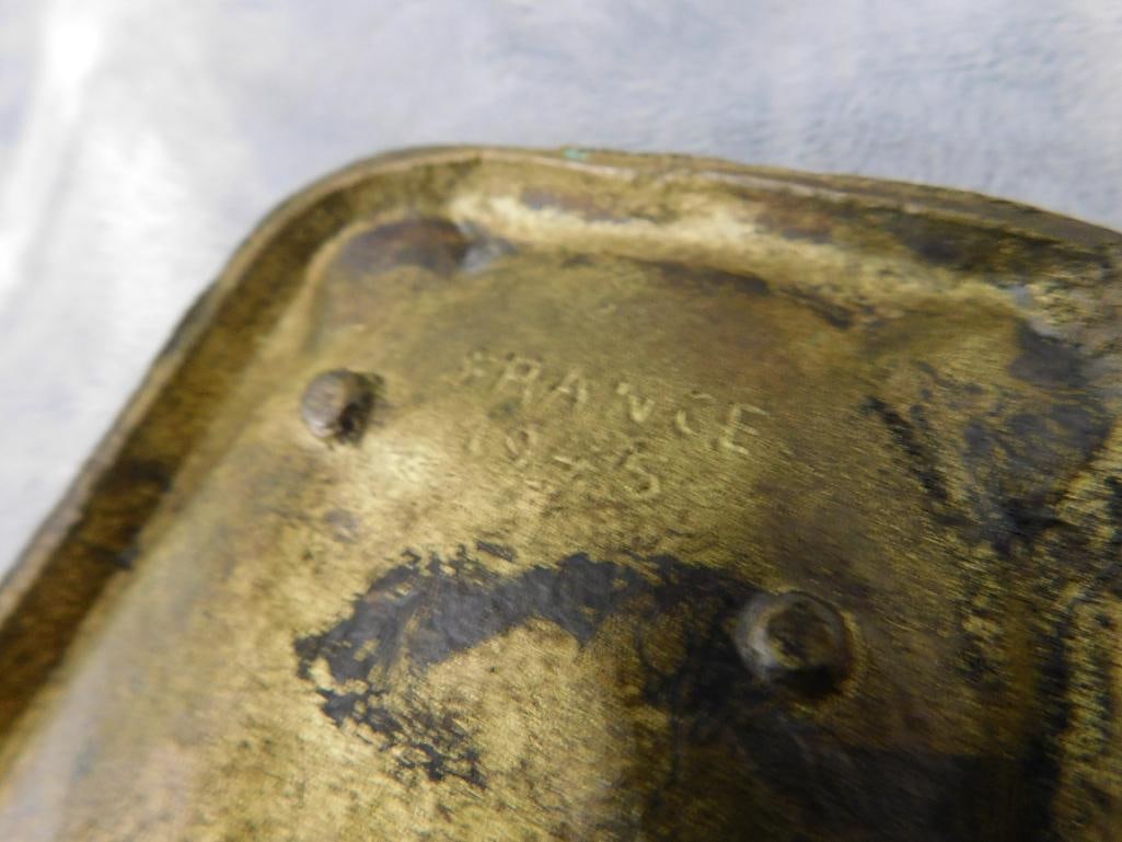 Box Lot with Butterfly Wing Trinket Tray - 1945 French Ashtray - Devil Pin Cushion - 10