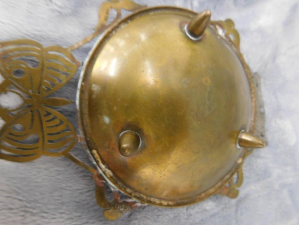 Box Lot with Butterfly Wing Trinket Tray - 1945 French Ashtray - Devil Pin Cushion - 15