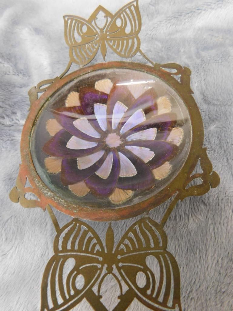 Box Lot with Butterfly Wing Trinket Tray - 1945 French Ashtray - Devil Pin Cushion - 16