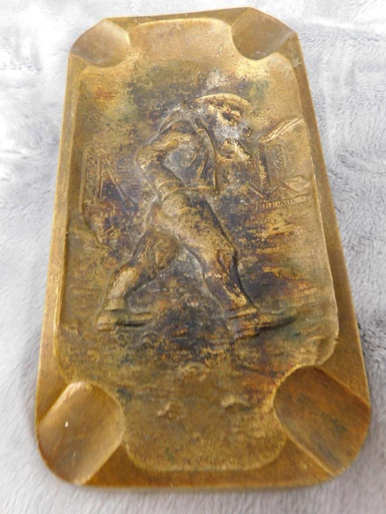 Box Lot with Butterfly Wing Trinket Tray - 1945 French Ashtray - Devil Pin Cushion - 9