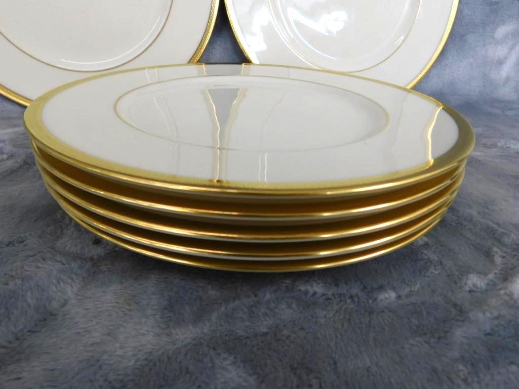 Group of Lenox 8.5" Gold Rimmed Plates - Tuxedo Pattern - 3