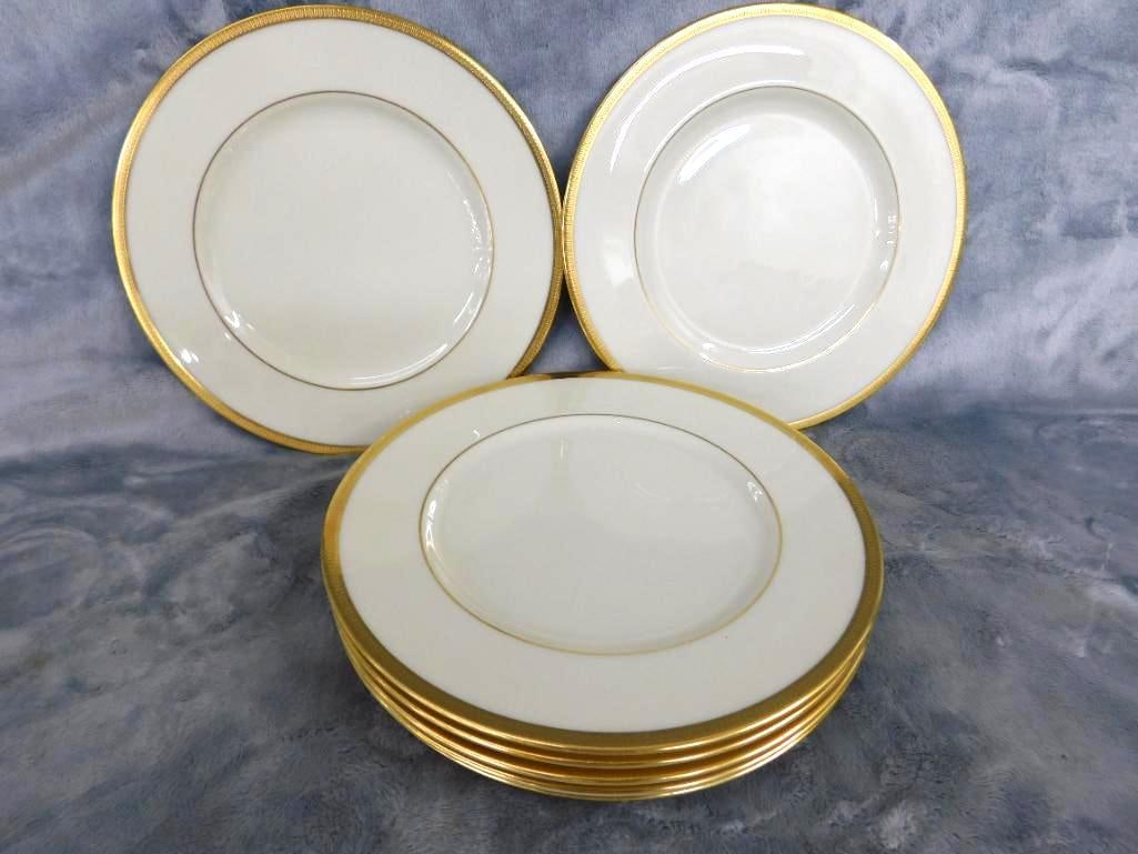 Group of Lenox 8.5" Gold Rimmed Plates - Tuxedo Pattern - 6
