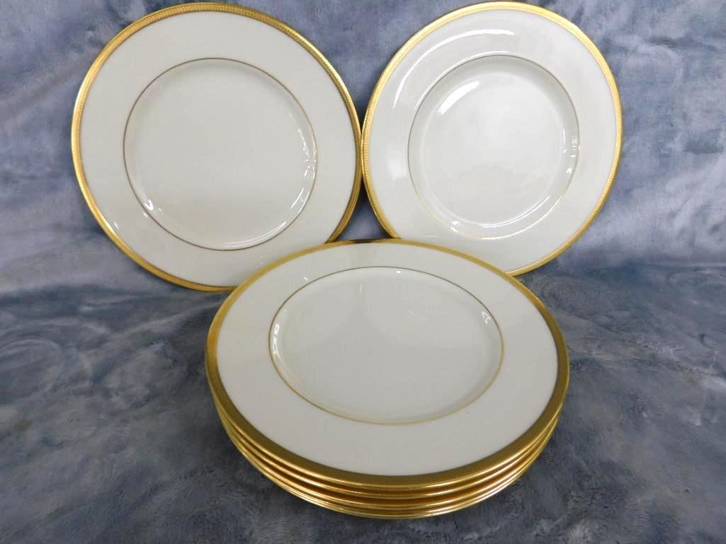 Group of Lenox 8.5" Gold Rimmed Plates - Tuxedo Pattern - 7