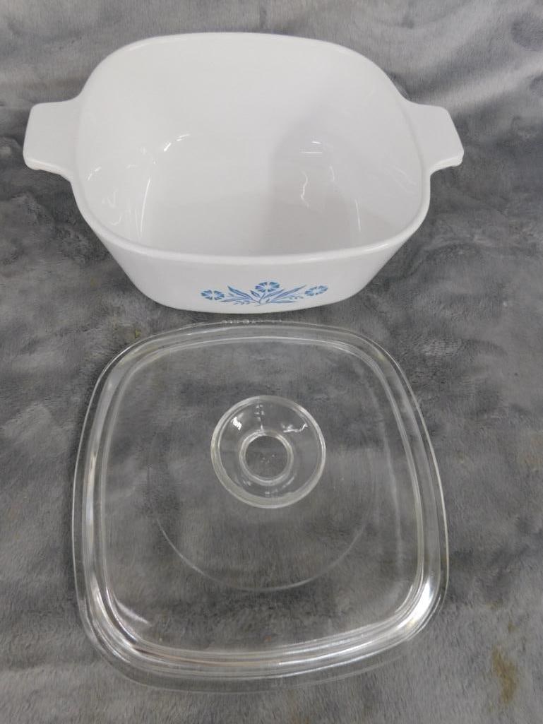 Corning Ware Blue Corn Flower Lidded Casserole - 5" x 9"x 7" - 2