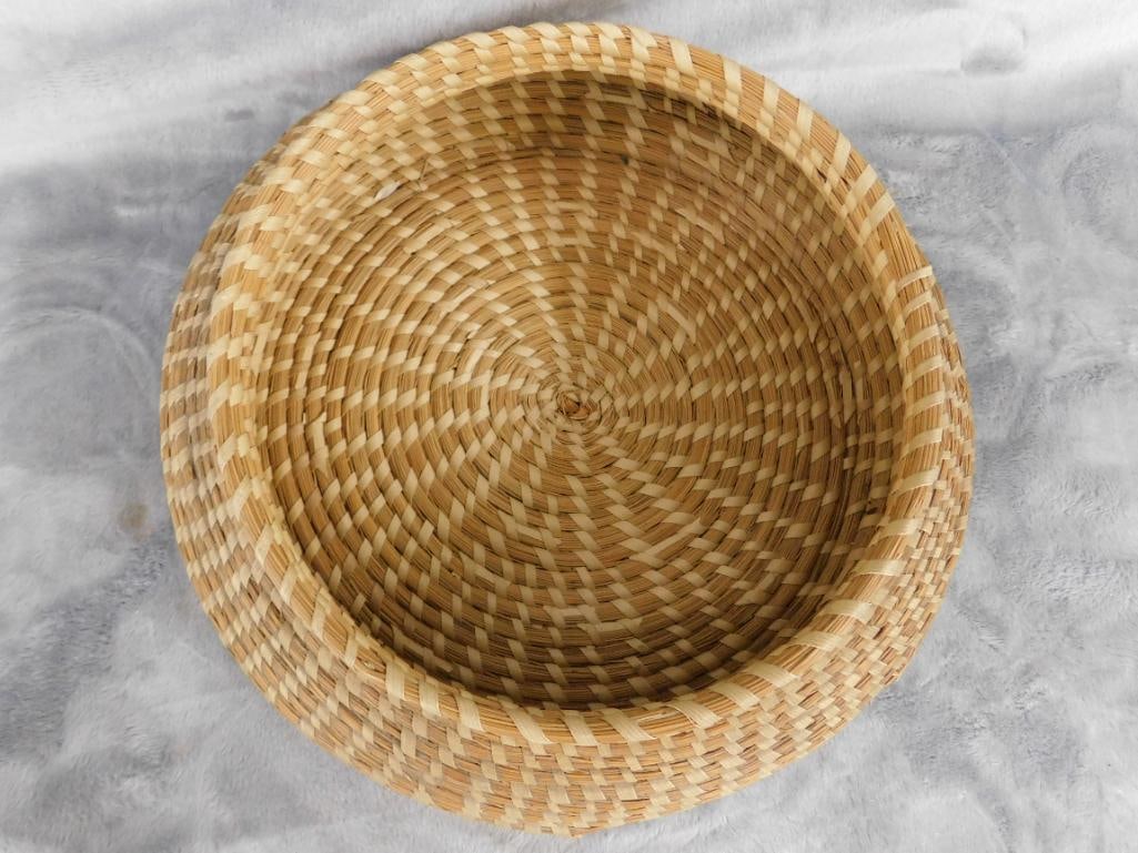 Charleston SC Sweet Grass Basket - Needs Repair - Bowl - 3.5" x 10" - 2