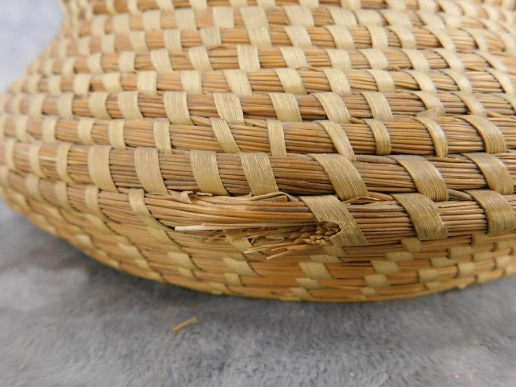 Charleston SC Sweet Grass Basket - Needs Repair - Bowl - 3.5" x 10" - 4