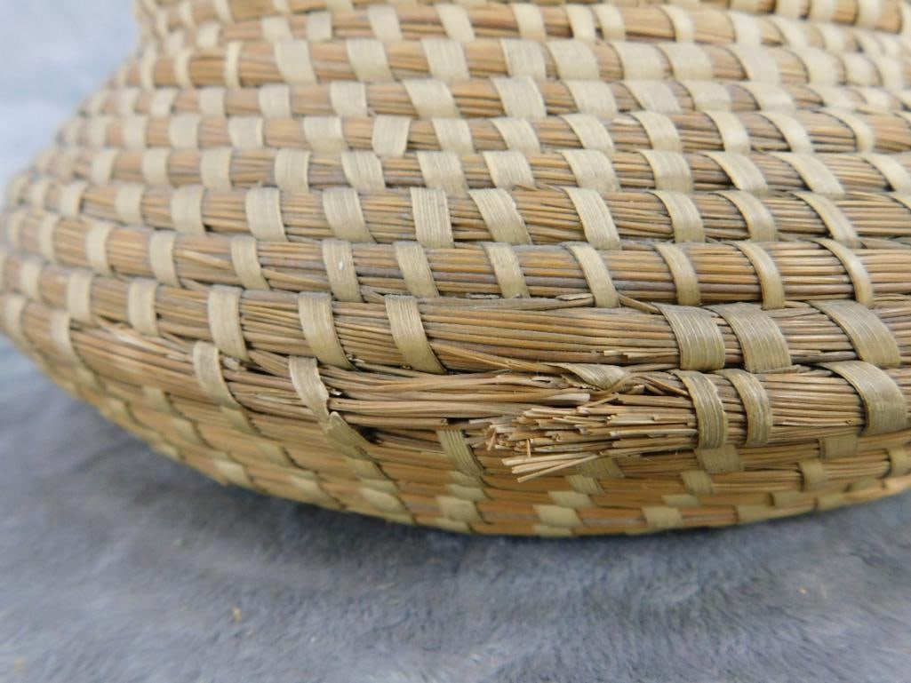 Charleston SC Sweet Grass Basket - Needs Repair - Bowl - 3.5" x 10" - 5