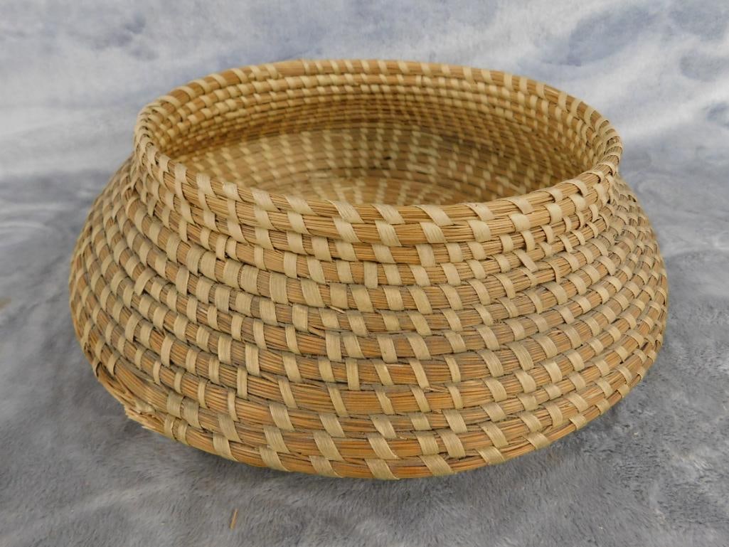 Charleston SC Sweet Grass Basket - Needs Repair - Bowl - 3.5" x 10" - 8