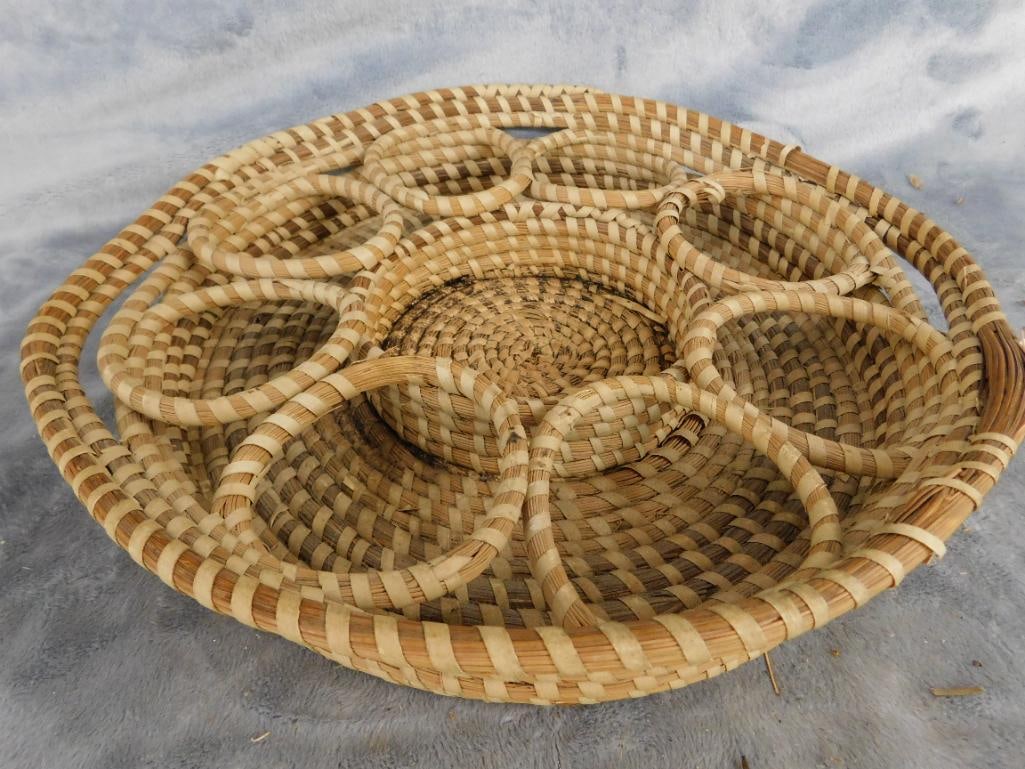 Charleston SC Sweet Grass Basket - Needs Repair - Drink Glass Carrier - 2.5" x 13.5" x 12" - 10