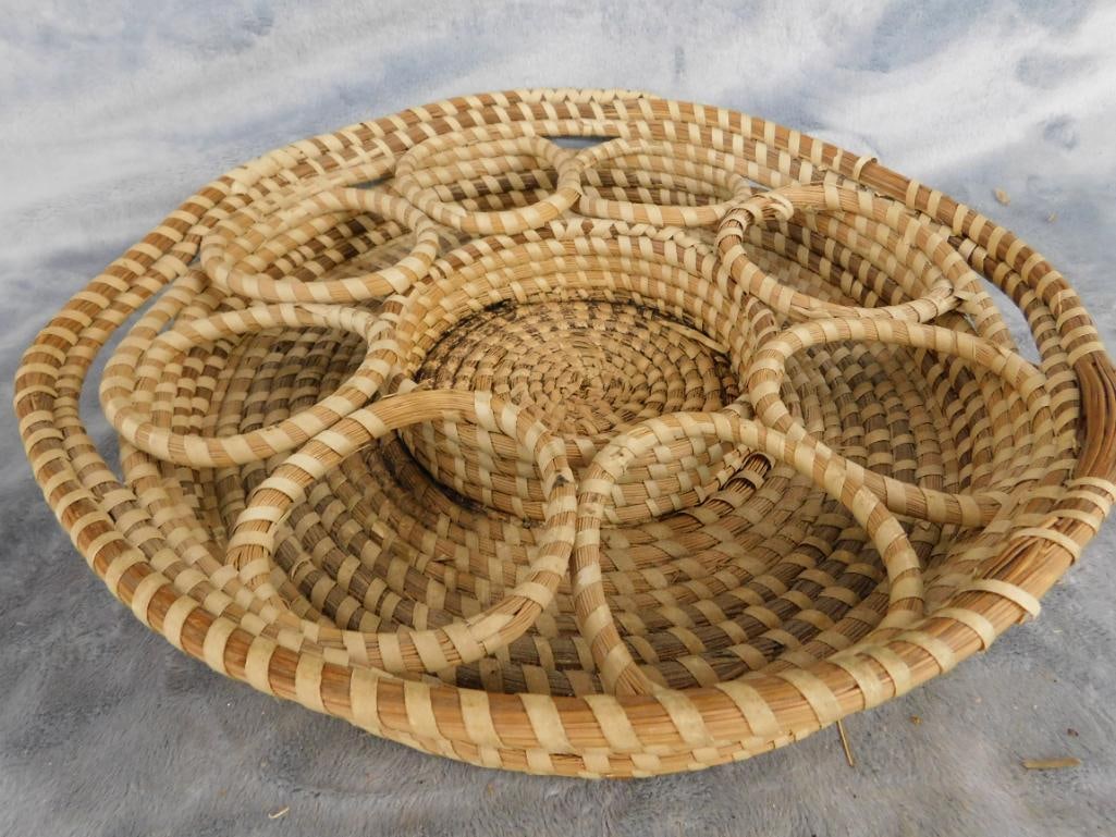 Charleston SC Sweet Grass Basket - Needs Repair - Drink Glass Carrier - 2.5" x 13.5" x 12" - 11