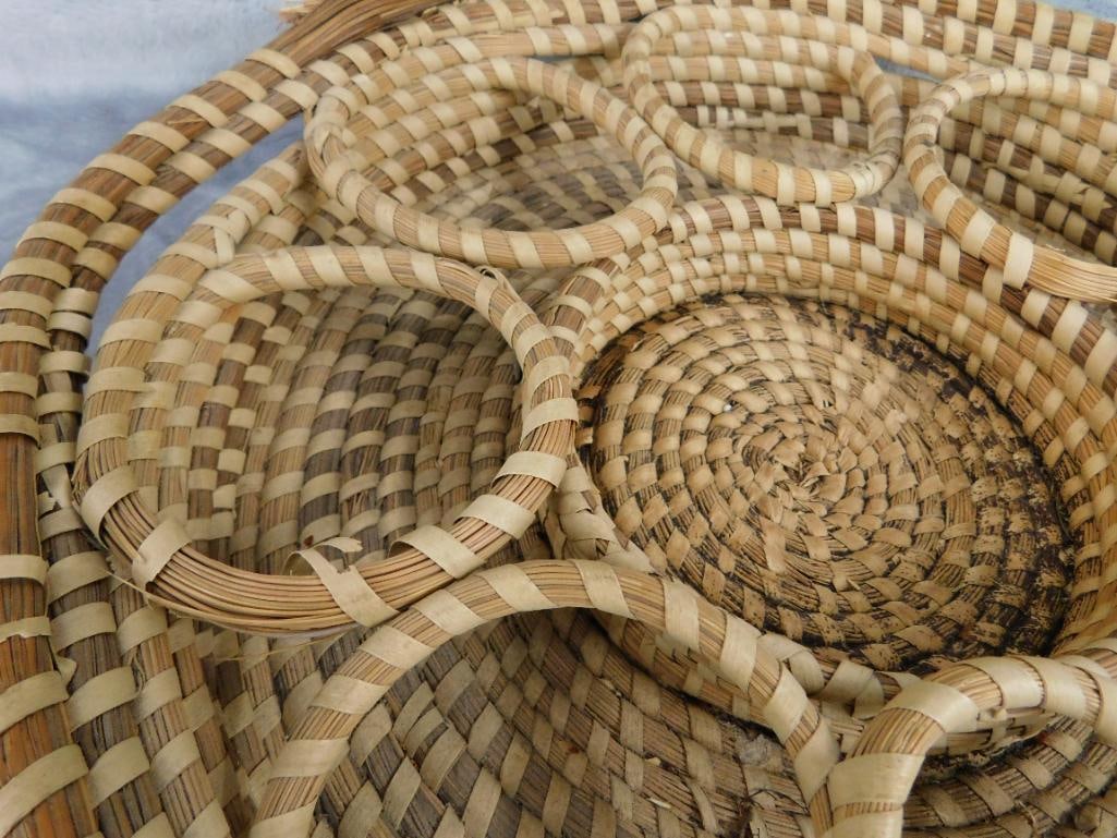 Charleston SC Sweet Grass Basket - Needs Repair - Drink Glass Carrier - 2.5" x 13.5" x 12" - 3
