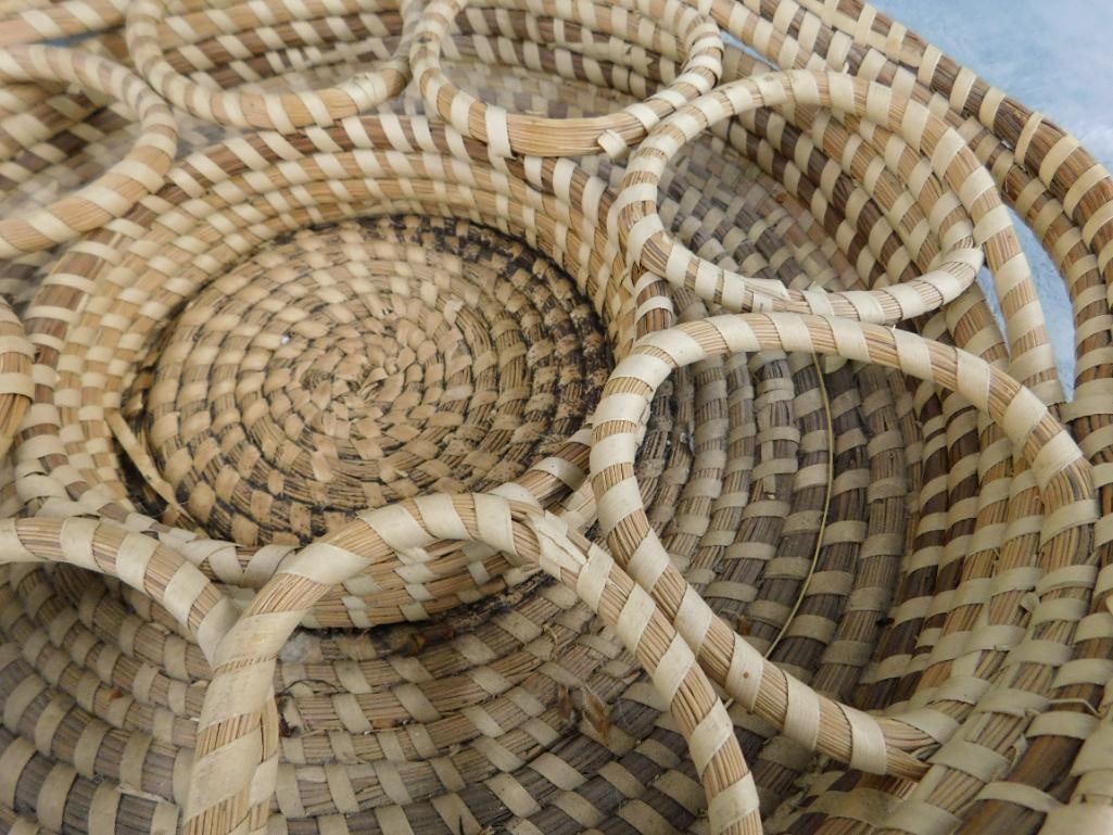 Charleston SC Sweet Grass Basket - Needs Repair - Drink Glass Carrier - 2.5" x 13.5" x 12" - 4
