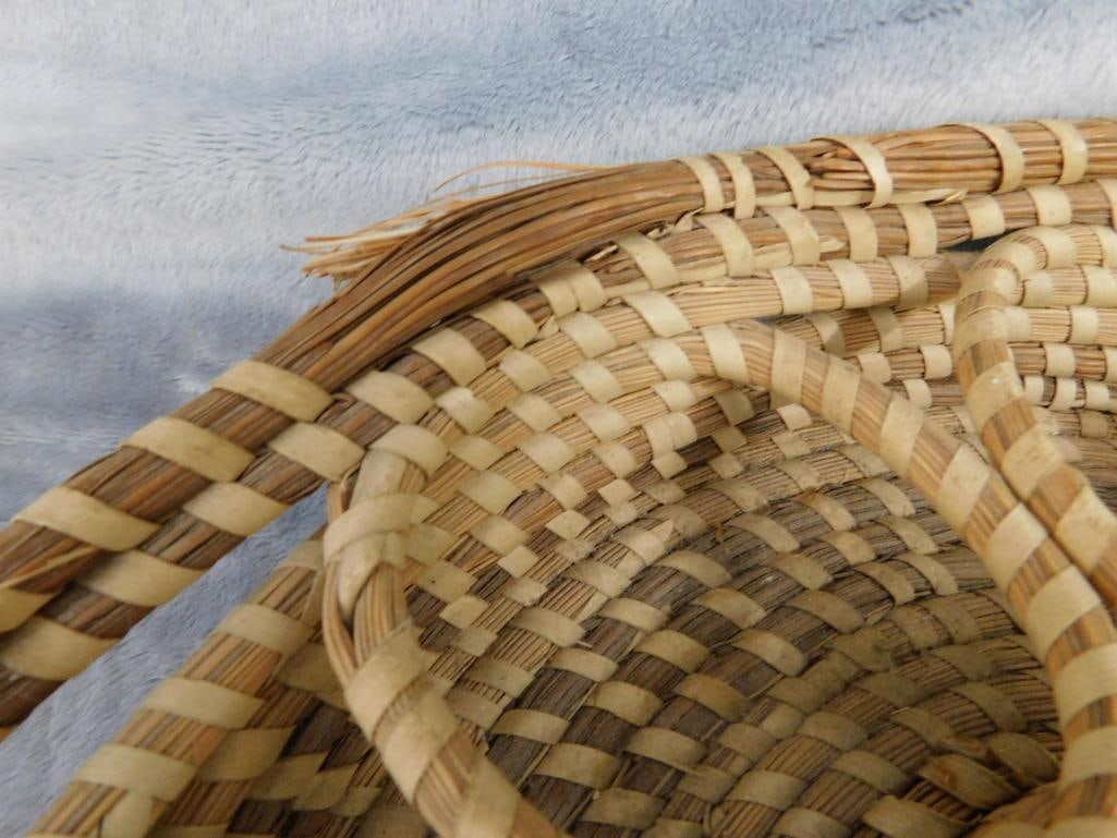 Charleston SC Sweet Grass Basket - Needs Repair - Drink Glass Carrier - 2.5" x 13.5" x 12" - 5