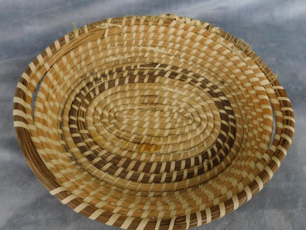 Charleston SC Sweet Grass Basket - Needs Repair - Bowl - 2.5" x 11.5" x 10" - 2