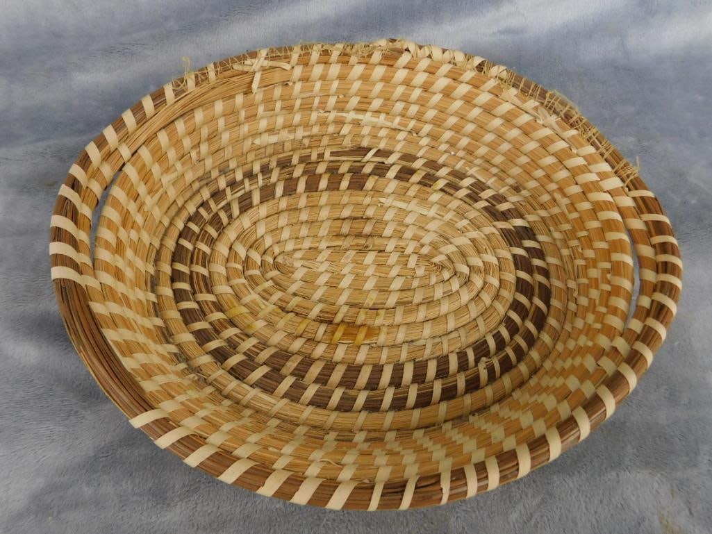 Charleston SC Sweet Grass Basket - Needs Repair - Bowl - 2.5" x 11.5" x 10" - 3