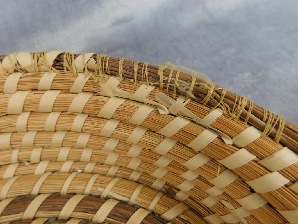 Charleston SC Sweet Grass Basket - Needs Repair - Bowl - 2.5" x 11.5" x 10" - 5