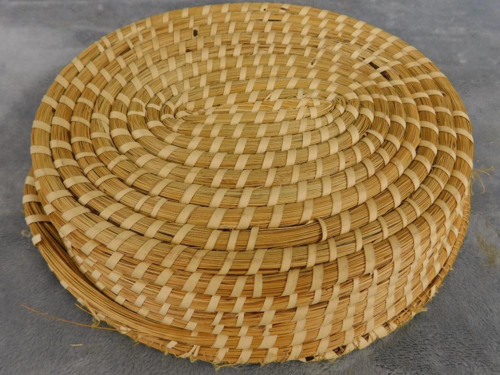Charleston SC Sweet Grass Basket - Needs Repair - Bowl - 2.5" x 11.5" x 10" - 7