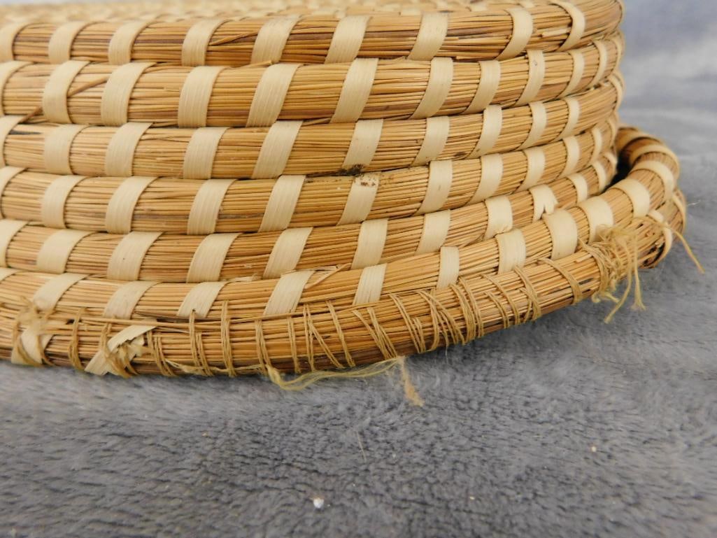 Charleston SC Sweet Grass Basket - Needs Repair - Bowl - 2.5" x 11.5" x 10" - 8