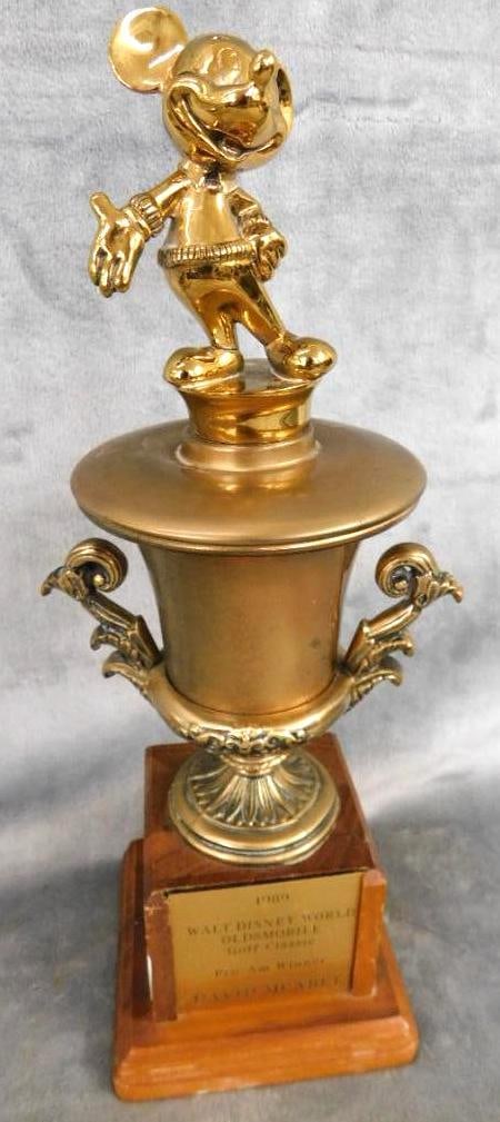 1989 Walt Disney Oldsmobile Golf Classic - Pro Am Trophy - Mickey - 13.25" x 4.5" x 4.5": See Photos For Condition and Details