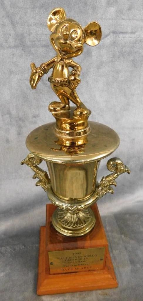 1992 Walt Disney Oldsmobile Golf Classic - Pro Am Trophy - Mickey - 13.25" x 4.5" x 4.5": See Photos For Condition and Details